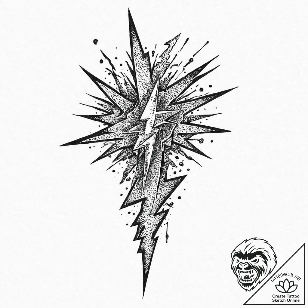 Anvil struck by a bolt of lightning, tattoo d... - tattoo sketch (№1753674531_0, 28.07.2025 03:48) — tattoovalue.net