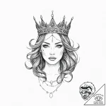 Black veil over molten crown, tattoo flash sh… – tattoo sketch (№1753674722_0, 28.07.2025 03:52) — tattoovalue.net