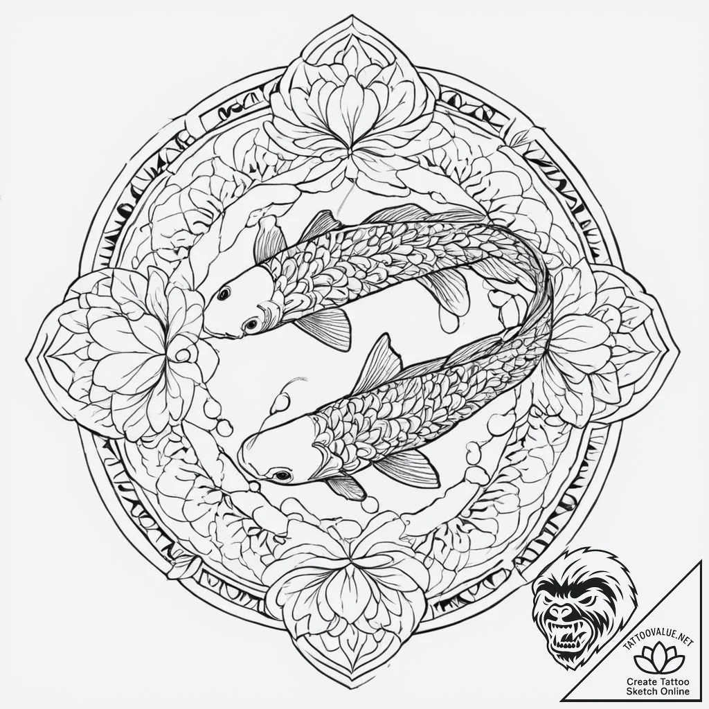 Koi fish leaping through ice, artistic tattoo... - tattoo sketch (№1753675109_0, 28.07.2025 03:58) — tattoovalue.net