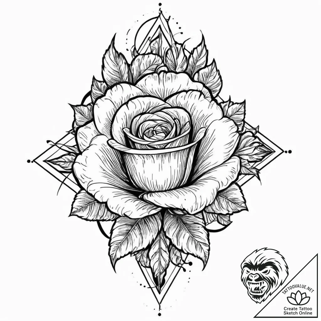Apocalyptic rose encased in crystal, tattoo f... - tattoo sketch (№1753675691_0, 28.07.2025 04:08) — tattoovalue.net