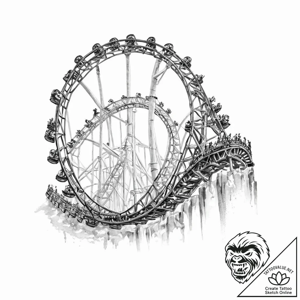 Rollercoaster - tattoo sketch (№1753675884_0, 28.07.2025 04:11) — tattoovalue.net