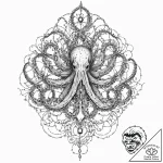 Kraken tendrils beneath spectral bloom, artis… – tattoo sketch (№1753677324_0, 28.07.2025 04:35) — tattoovalue.net