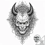 Devil, concept art for tattoo, trash polka ta… – tattoo sketch (№1753677735_0, 28.07.2025 04:42) — tattoovalue.net