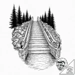 Escalator descending into a pool of dark wate… – tattoo sketch (№1753679736_0, 28.07.2025 05:15) — tattoovalue.net