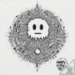 Pac-man being chased by a photorealistic ghos… – tattoo sketch (№1753679934_0, 28.07.2025 05:18) — tattoovalue.net