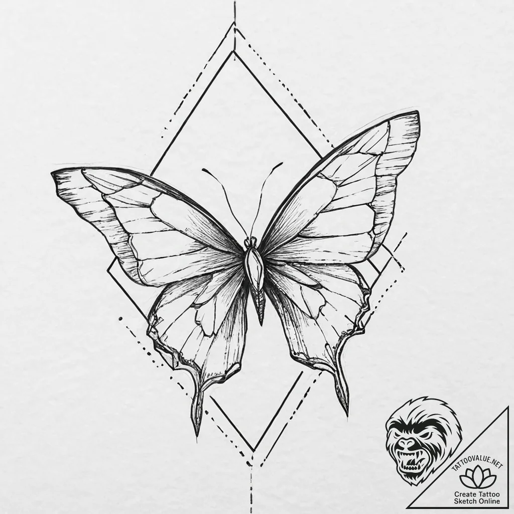 Origami, artistic tattoo sketch, clear image,... - tattoo sketch (№1753680131_0, 28.07.2025 05:22) — tattoovalue.net