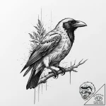 Ashen raven with cracked beak, tattoo sketch… – tattoo sketch (№1753680330_0, 28.07.2025 05:25) — tattoovalue.net