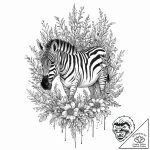 Zebra bones beneath spectral bloom, ink illus… – tattoo sketch (№1753680925_0, 28.07.2025 05:35) — tattoovalue.net