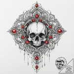 Blood jewels embedded in bone, artistic tatto… – tattoo sketch (№1753681123_0, 28.07.2025 05:38) — tattoovalue.net
