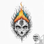 Flaming helm crowned with thorns, tattoo line… – tattoo sketch (№1753681730_0, 28.07.2025 05:48) — tattoovalue.net