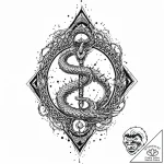 Emerald serpent in shattered spire, tattoo sk… – tattoo sketch (№1753682134_0, 28.07.2025 05:55) — tattoovalue.net