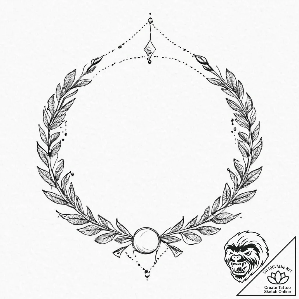 Artemis's bow made from a crescent moon, with... - tattoo sketch (№1753682532_0, 28.07.2025 06:02) — tattoovalue.net