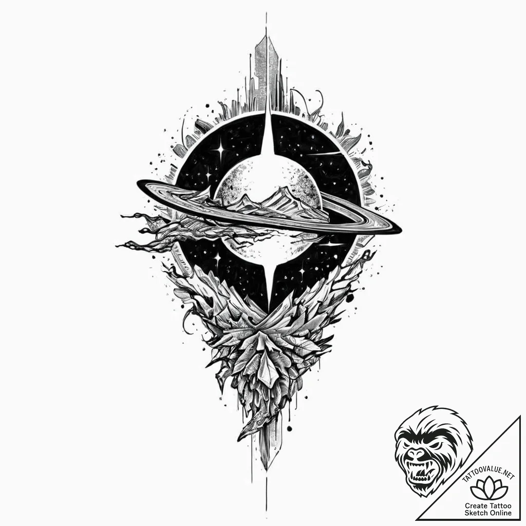 Meteor blade caught in roots, tattoo drawing... - tattoo sketch (№1753682939_0, 28.07.2025 06:08) — tattoovalue.net