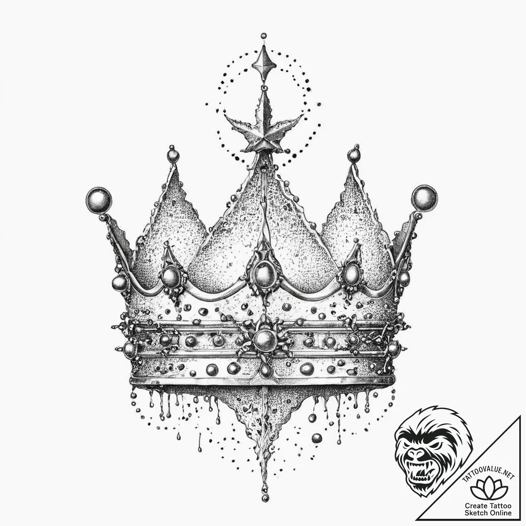 Moonlit crown upon bone throne, tattoo sketch... - tattoo sketch (№1753683137_0, 28.07.2025 06:12) — tattoovalue.net
