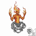 Ifrit (fire genie) made of smoke and embers,… – tattoo sketch (№1753684135_0, 28.07.2025 06:28) — tattoovalue.net