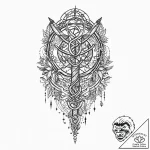 Arcane staff wrapped in runes, tattoo flash s… – tattoo sketch (№1753684329_0, 28.07.2025 06:32) — tattoovalue.net