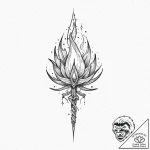 Flaming blade crowned in stars, ink illustrat… – tattoo sketch (№1753684524_0, 28.07.2025 06:35) — tattoovalue.net