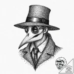 Plague doctor, concept art for tattoo, old sc… – tattoo sketch (№1753684719_0, 28.07.2025 06:38) — tattoovalue.net