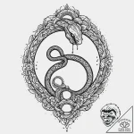 Serpent mirror swallowing reflection, tattoo… – tattoo sketch (№1753685304_0, 28.07.2025 06:48) — tattoovalue.net