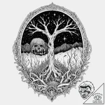 Palisade of bones beneath starlight, tattoo l… – tattoo sketch (№1753686502_0, 28.07.2025 07:08) — tattoovalue.net
