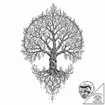 Fractured blade within spectral tree, tattoo… – tattoo sketch (№1753686711_0, 28.07.2025 07:11) — tattoovalue.net