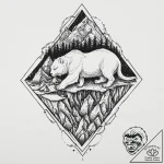 Crystal cavern with a sleeping beast inside,… – tattoo sketch (№1753687128_0, 28.07.2025 07:18) — tattoovalue.net