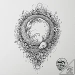 Feather dissolving into a cascade of musical… – tattoo sketch (№1753687710_0, 28.07.2025 07:28) — tattoovalue.net