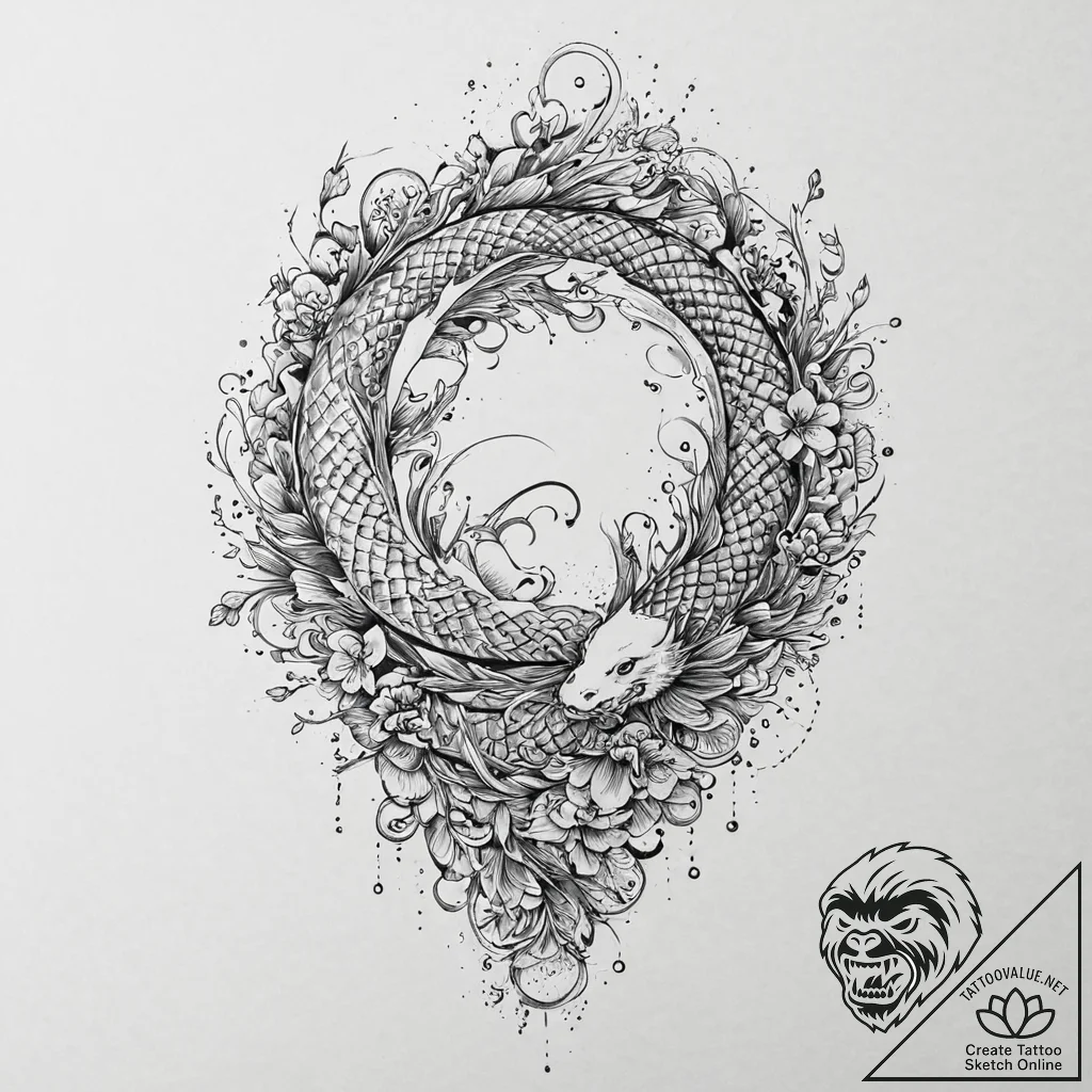 Feather dissolving into a cascade of musical... - tattoo sketch (№1753687710_0, 28.07.2025 07:28) — tattoovalue.net
