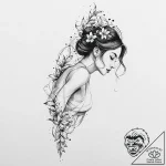 Jasmine vine climbing up a woman’s spine, tat… – tattoo sketch (№1753688271_0, 28.07.2025 07:37) — tattoovalue.net