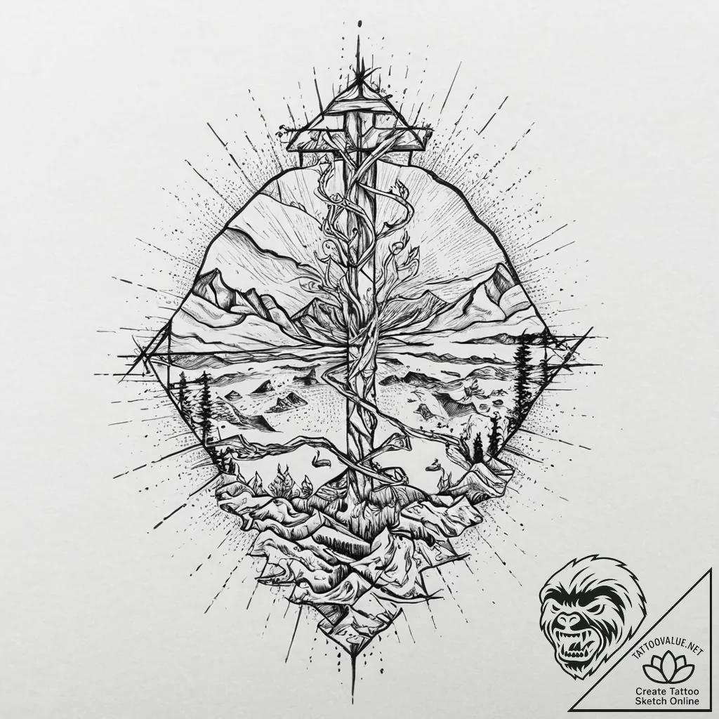 Black sandstorm hiding figures, concept art f... - tattoo sketch (№1753689048_0, 28.07.2025 07:50) — tattoovalue.net