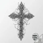 Frosted relic beneath iron vines, concept art… – tattoo sketch (№1753689820_0, 28.07.2025 08:03) — tattoovalue.net
