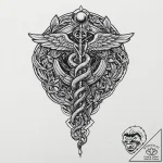 Serpent entwined around a caduceus, tattoo sk… – tattoo sketch (№1753690223_0, 28.07.2025 08:10) — tattoovalue.net