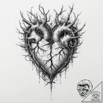Engraved heart pierced by thorns, tattoo flas… – tattoo sketch (№1753690838_0, 28.07.2025 08:20) — tattoovalue.net