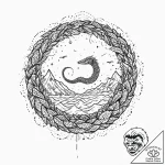 Ocean serpent coiling through wreckage, tatto… – tattoo sketch (№1753691421_0, 28.07.2025 08:30) — tattoovalue.net