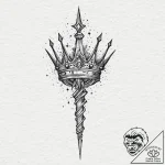 Xenolith staff crowned with stars, tattoo ske… – tattoo sketch (№1753691614_0, 28.07.2025 08:33) — tattoovalue.net