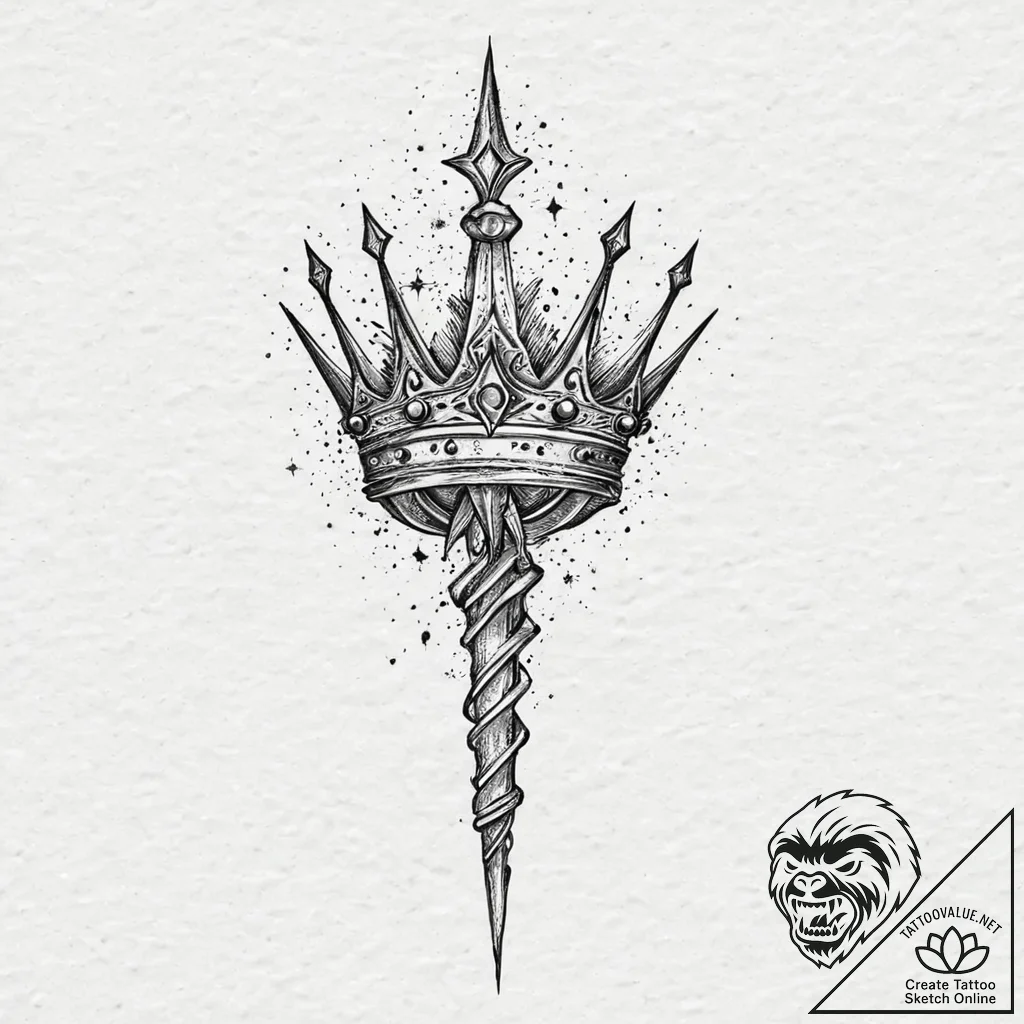 Xenolith staff crowned with stars, tattoo ske... - tattoo sketch (№1753691614_0, 28.07.2025 08:33) — tattoovalue.net