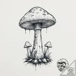 A mystical blue mushroom glowing in a dark fo… – tattoo sketch (№1753691808_0, 28.07.2025 08:36) — tattoovalue.net