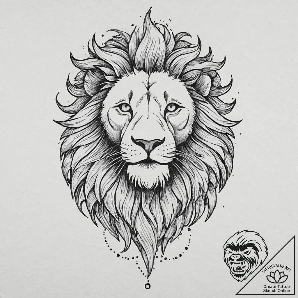 Lion mane of spectral fire, tattoo flash shee... - tattoo sketch (№1753692780_0, 28.07.2025 08:53) — tattoovalue.net
