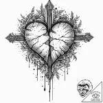 A detailed broken heart with tears, sorrow,,… – tattoo sketch (№1753692971_0, 28.07.2025 08:56) — tattoovalue.net