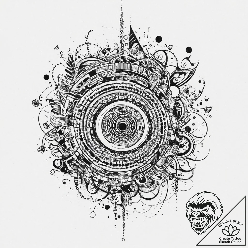 Numbers (as elements), concept art for tattoo... - tattoo sketch (№1753693780_0, 28.07.2025 09:09) — tattoovalue.net