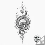 Candle flame forming serpent, tattoo sketch d… – tattoo sketch (№1753694186_0, 28.07.2025 09:16) — tattoovalue.net