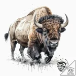 A majestic bison roaming open plains, america… – tattoo sketch (№1753694382_0, 28.07.2025 09:19) — tattoovalue.net