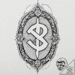 Orcish rune stone glowing in dark, tattoo lin… – tattoo sketch (№1753694576_0, 28.07.2025 09:22) — tattoovalue.net