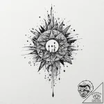 Cosmic mirror shattering mid-air, tattoo sket… – tattoo sketch (№1753695557_0, 28.07.2025 09:39) — tattoovalue.net