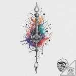 Key forged from celestial fire, concept art f… – tattoo sketch (№1753696345_0, 28.07.2025 09:52) — tattoovalue.net