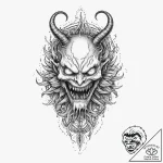 Aquatic demon with glowing eyes, tattoo sketc… – tattoo sketch (№1753696734_0, 28.07.2025 09:58) — tattoovalue.net