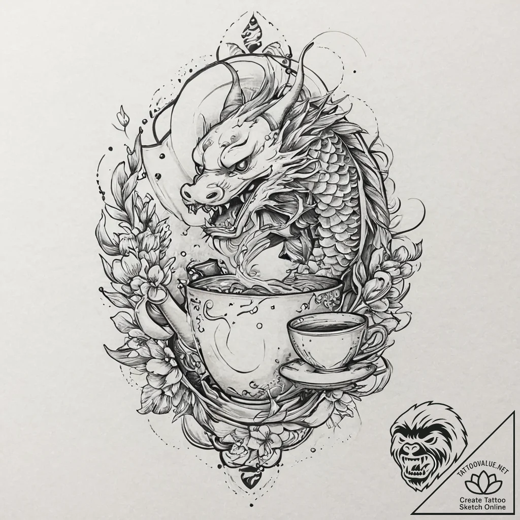 The mad hatter's tea party, artistic tattoo s... - tattoo sketch (№1753696925_0, 28.07.2025 10:02) — tattoovalue.net
