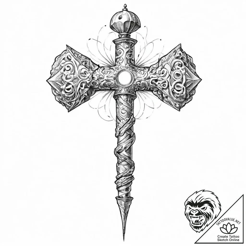 Needle threading bone relic, artistic tattoo... - tattoo sketch (№1753697515_0, 28.07.2025 10:11) — tattoovalue.net