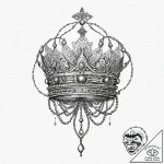 Chain-bound crown levitating, tattoo drawing… – tattoo sketch (№1753697721_0, 28.07.2025 10:15) — tattoovalue.net