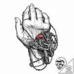 Motorcycle chain wrapped around a clenched fi… – tattoo sketch (№1753697919_0, 28.07.2025 10:18) — tattoovalue.net